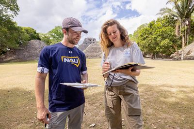 Students study together while studying abroad in Belize.