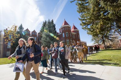 Prospective Lumberjacks take an informative tour of the NAU Flagstaff campus.